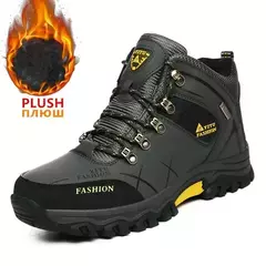 Botas de neve de couro impermeáveis masculinas, super quentes, ao ar livre, caminhadas, trabalho, sapatos de viagem, inverno, tamanho 39-47 - loja online