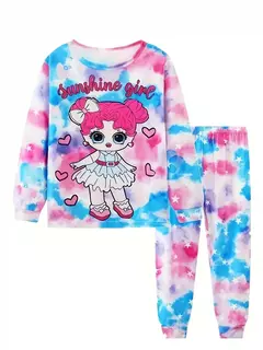 Unicórnio cartoon pijama para meninas, manga longa, duas peças set - comprar online