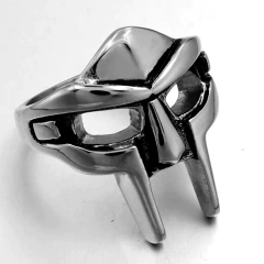 Imagem do Vintage goth mf doom máscara anel de articulação ajustável para homens gladiador punk egípcio faraó masculino anel aberto jóias