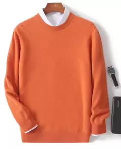 Suéter de manga comprida com o pescoço, 100% lã merino, top solto quente, cor sólida, clássico, pulôver de malha, outono inverno - loja online