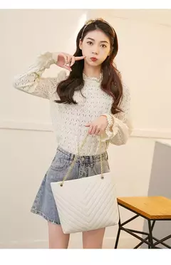 Bolsa de ombro de corrente bordada casual para mulheres, padrão V, lingge, bolsa de compras portátil, nova moda - Wolf Magazine