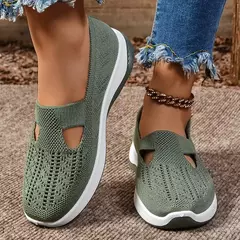 Sapatos mistos de tricô elástico para mulheres, mocassins de plataforma respirável de malha externa, sapatilhas leves resistentes ao desgaste, verão na internet
