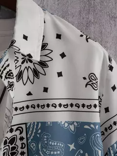 Camisa havaiana estampada geométrica masculina, blusa de praia de peito único, tops de manga curta, roupa de feriado masculina, moda flor, 2023 - loja online