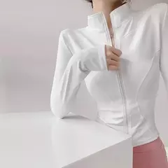Casaco esportivo de secagem rápida para mulheres, tops apertados, manga comprida, zíper, jaqueta de ioga, corrida e fitness, proteção solar, S-3XL, 2024 - loja online