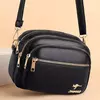 Bolsa mensageiro de couro macio para mulheres, bolso múltiplo, resistente ao desgaste, bolsa feminina de luxo, bolsa de alta qualidade