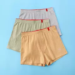 3 unidades/pacote 100% algodão calças de pijama para 45-95kg respirável boxers e cuecas alta conforto elástico sólido adulto pijamas shorts - loja online