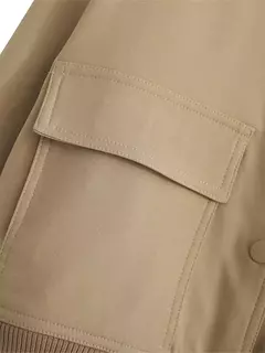 Willshela-Jaquetas bomber monocromáticas femininas, casaco com bolsos, decote em v, peito único, mangas compridas, roupas chiques para senhora, moda feminina - loja online