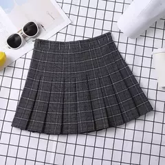 Imagem do Minissaia plissada xadrez feminina, roupas pré-femininas, estética elegante e chique, linha A, estilo coreano, verão, 2022, feminina