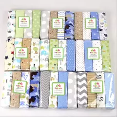 Imagem do Algodão Flanela Cobertor para Bebê Recém-nascido, Envoltório de Camada Única, Swaddle Blanket, Impresso, Lençol, 4Pcs