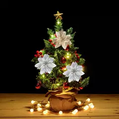 Artificial Glitter Flores para Árvore de Natal, Fake Xmas Ornamentos, Decorações de Ano Novo para Casa, 5 Pcs, 10Pcs na internet