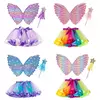 Saia tutu meninas asa verão menina princesa mini pettiskirt festa dança arco-íris tule saias coloridas halloween cosplay roupas