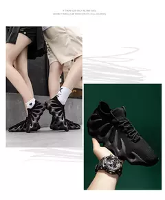 Imagem do Sapato de meias respiráveis de sola grossa masculino, tênis de corte baixo, calçados esportivos casuais masculinos, corrida ao ar livre, moda casal, antiderrapante, novo