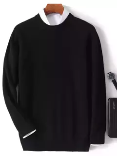 Suéter de manga comprida com o pescoço, 100% lã merino, top solto quente, cor sólida, clássico, pulôver de malha, outono inverno