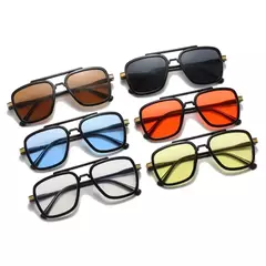 Dropshipping retro nova chegada moda tony stark tons óculos de sol vintage quadrado metal quadro feminino masculino gafas de sol