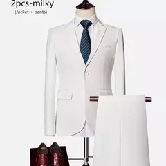 Terno de casamento fino com três peças para homens, conjuntos monocromáticos de negócios e escritório, blazer grande, calça e colete, moda luxo na internet
