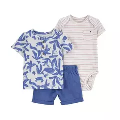 Imagem do Conjunto de roupas de algodão do bebê recém-nascido, dinossauro bonito dos desenhos animados, manga curta, shorts, macacão, roupas infantis, 6-24m, verão