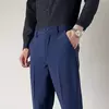 Calças de terno masculino damasco branco preto fino negócios casual calças de nove pontos em linha reta plus size escritório social casamento
