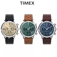 Imagem do TIMEX-Men's Luxury Trend Quartz Watch, Impermeável, Multi Função, Fantasia, Redondo, Inoxidável, Três Olhos