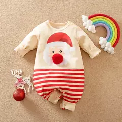 Macacão de algodão de manga comprida recém-nascido, vestidos bonitos de festa, roupas confortáveis para bebês, Natal, 0-18, primavera e outono - comprar online
