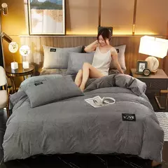 Coral Fleece Duvet Cover com Pillowscaso, Flanela grossa, conjuntos de cama quentes, capa de edredão dupla, King, Twin, cama queen size, inverno, 3pcs na internet