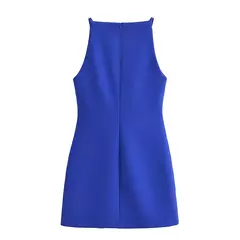 Imagem do TRAF-Mini vestido de cabedal feminino fora do ombro, elegante vestidos de festa, branco, preto, vermelho, azul, curto, verão, novo