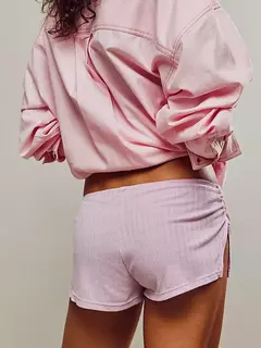 Shorts de pijama casual feminino, macio, confortável, lado dividido, ruched, elástico, calça lounge, bottoms de sono elásticos, roupa de dormir, estilo lazer