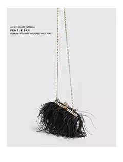 Ostrich Feather Clutch Bag para senhoras, Faux Fur Wallet, anéis de diamante Knuckle, jantar, bolsa de casamento, chique de luxo, moda - comprar online