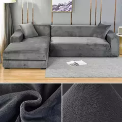 Tampa de veludo grosso do sofá para a sala de estar, tampa elástica, sofá de canto em forma L, estiramento, 1,2, 3,4 Seater - comprar online