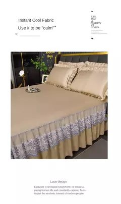 Saia de cama moderna de renda real, saia com elástico para cama queen e king size, máquina respirável e lavável lençóis, 3 pçs/set na internet