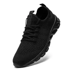 Calçado esportivo casual masculino, tênis leve, malha respirável, tênis preto de corrida, branco, atlético, corrida, tênis, ao ar livre na internet