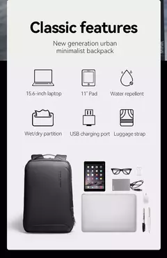 MARK RYDEN-Mochila Laptop Slim para Homens, Mochila Minimalista Empresarial, YKK Zipper, Resistente a Riscos, USB - Wolf Magazine