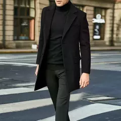 Imagem do Casaco de lã de manga comprida masculino, peito único, quebra-vento britânico, tendência da moda, terno novo, outono e inverno, 2023