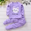 Pijama com manga longa top e calças para meninas e meninos, moda casa roupas, traje da noite, outono