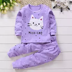 Pijama com manga longa top e calças para meninas e meninos, moda casa roupas, traje da noite, outono - loja online