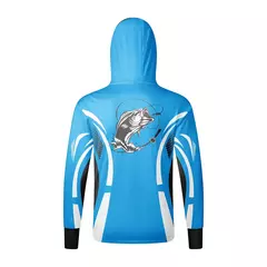 Camisas de pesca com capuz de manga comprida UPF 50+ Camisetas Tops Camisa de proteção solar Máscara facial masculina Roupas de pesca - comprar online