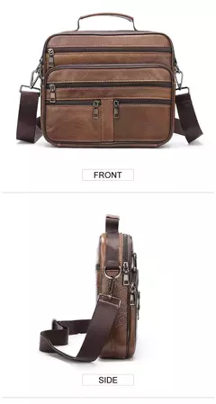 Imagem do Bolsa de ombro de couro genuíno para homens Bolsa preta de couro, saco do mensageiro do escritório do negócio, saco crossbody masculino