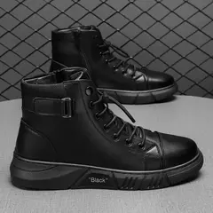 Bota masculina clássica de motocicleta, sapato casual, deslizamento alto, ventilação de escritório, versátil - loja online