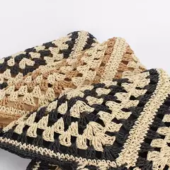 Sacola de palha vintage para mulheres, grande capacidade, bolsa de ombro de férias, bolsa casual, oca designer, bolsa de praia verão - Wolf Magazine