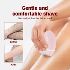 Imagem do Depiladora elétrica da remoção do cabelo do corpo Facial para mulheres, senhora perna biquíni aparador, molhado e seco aparador, axilas, barbeador