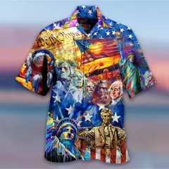 Camisa havaiana com estampa 3D masculina papagaio, blusa de praia casual manga curta, camisa lapela vocacional, moda menino - loja online