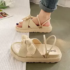 Sapatos romanos plataforma para mulheres, sandálias planas, chinelos bonitos, estilo fada, estudante, nova moda, verão, 2023