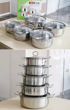 Imagem do Conjunto de panelas de aço inoxidável, Panelas Naturais, Conjuntos chineses de cozinha antiaderente, 10 Pcs