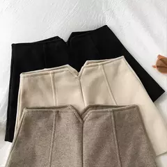 Shorts de lã emagrecedor de cintura alta feminino, versáteis, perna reta, perna larga, calça casual, novo, outono, inverno, 2023