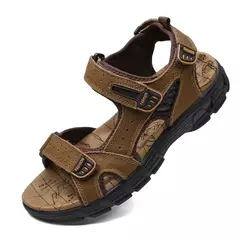 Sandálias masculinas de couro para menino, sapatos de grife da moda, verão, marca original, 2024 na internet