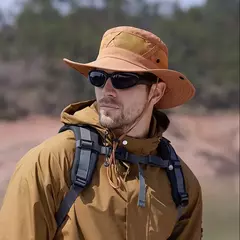 Xinbaoguan-Men's Respirável Sunshade Fisherman Hat, Sunscreen Sun Hat, Chapéu de Pesca, Big Eaves, 100% Nylon, Primavera, Verão, 9245 na internet