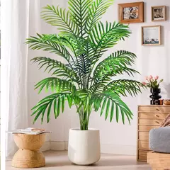 Palmeira artificial para decoração de jardim doméstico, planta falsa, plástico verde, ramos de folhas de palmeira, decoração tropical, 68-125cm, 50,2 pol