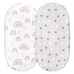 Gllquen-Lençol de Berço para Meninos e Meninas, Lençóis de Colchão Berço, Respirável, Elástico, Berço de Viagem, Pacote 2