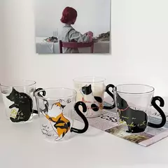 Cat Glass Coffee Mug with Handle, 250ml, Bonito, Leite, Chá, Suco, Água, Chávena, Casa, Cozinha, Escritório, Drinkware, Tumbler Gift - loja online