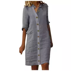 Saia Midi de Algodão Elegante Feminino, Vestido Casual, Manga Curta, Comprimento Médio, Decote V, Lady Robe, Vestidos de Verão, S-XL, 2022 - Wolf Magazine