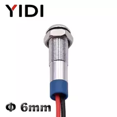 YIDI-LED Lâmpada indicadora de metal para motocicleta, luz piloto do fio, vermelho, verde, azul, âmbar, branco, 6mm, 6V, 12V, 24V, 220V, AC, 5 PCs, 10PCs - comprar online